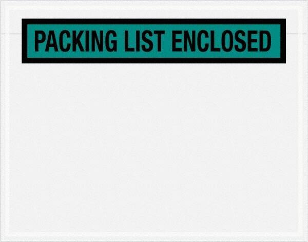 Value Collection - 1,000 Piece, 7" Long x 5-1/2" Wide, Packing List Envelope - Packing List Enclosed, Green - Eagle Tool & Supply