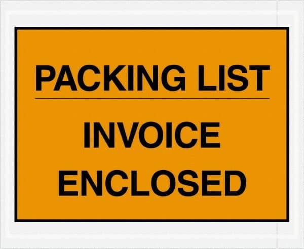 Value Collection - 1,000 Piece, 4-1/2" Long x 5-1/2" Wide, Packing List Envelope - Packing List/Invoice Enclosed, Orange - Eagle Tool & Supply