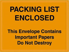 Value Collection - 1,000 Piece, 4-1/2" Long x 6" Wide, Packing List Envelope - Important Papers Enclosed, Orange - Eagle Tool & Supply
