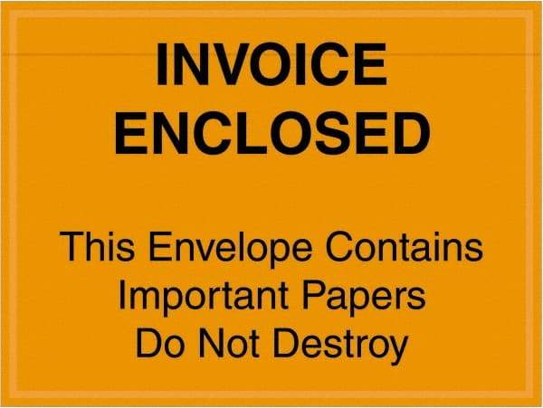 Value Collection - 1,000 Piece, 4-1/2" Long x 6" Wide, Packing List Envelope - Important Papers Enclosed, Orange - Eagle Tool & Supply