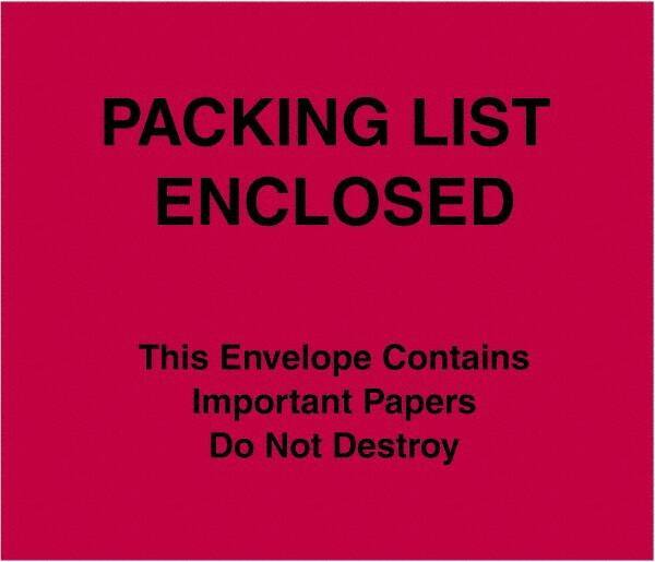 Value Collection - 1,000 Piece, 7" Long x 6" Wide, Packing List Envelope - Packing List Enclosed, Red - Eagle Tool & Supply