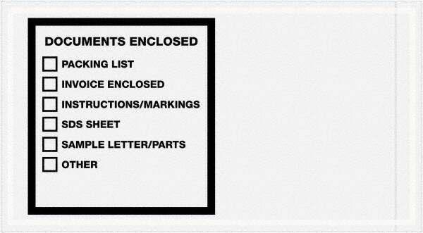 Value Collection - 1,000 Piece, 5-1/2" Long x 10" Wide, Packing List Envelope - Documents Enclosed, Printed & Clear - Eagle Tool & Supply