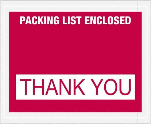 Value Collection - 1,000 Piece, 4-1/2" Long x 5-1/2" Wide, Packing List Envelope - Packing List Enclosed - Thank You, Red - Eagle Tool & Supply