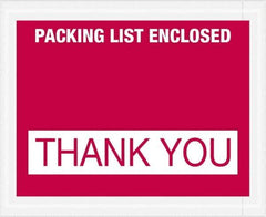 Value Collection - 1,000 Piece, 4-1/2" Long x 5-1/2" Wide, Packing List Envelope - Packing List Enclosed - Thank You, Red - Eagle Tool & Supply