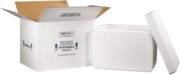 Made in USA - 15-1/2" Wide x 21-1/4" Long x 15-1/2" High Rectangle Insulated Box - 1 Wall, White - Eagle Tool & Supply