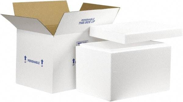 Made in USA - 12" Wide x 19" Long x 12-1/2" High Rectangle Insulated Box - 1 Wall, White - Eagle Tool & Supply