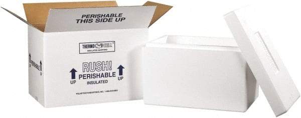 Made in USA - 10" Wide x 17" Long x 10-1/2" High Rectangle Insulated Box - 1 Wall, White - Eagle Tool & Supply