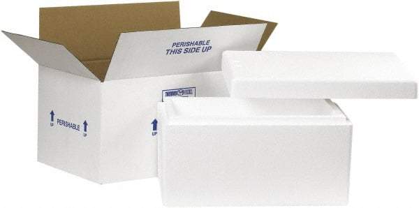 Made in USA - 10" Wide x 17" Long x 8-1/4" High Rectangle Insulated Box - 1 Wall, White - Eagle Tool & Supply