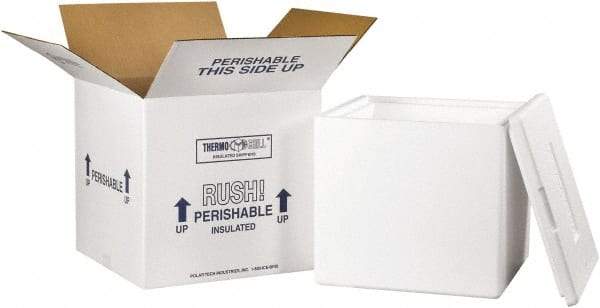 Made in USA - 13" Wide x 13" Long x 12-1/2" High Rectangle Insulated Box - 1 Wall, White - Eagle Tool & Supply