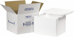 Made in USA - 10" Wide x 12" Long x 9" High Rectangle Insulated Box - 1 Wall, White - Eagle Tool & Supply