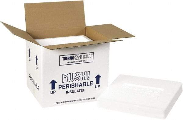 Made in USA - 8-1/4" Wide x 10-1/2" Long x 9-1/4" High Rectangle Insulated Box - 1 Wall, White - Eagle Tool & Supply