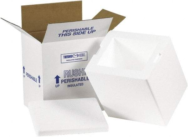Made in USA - 6" Wide x 8" Long x 9" High Rectangle Insulated Box - 1 Wall, White - Eagle Tool & Supply