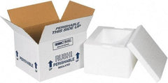 Made in USA - 10" Wide x 12" Long x 7" High Rectangle Insulated Box - 1 Wall, White - Eagle Tool & Supply