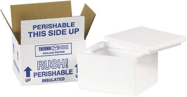 Made in USA - 4-1/2" Wide x 6" Long x 3" High Rectangle Insulated Box - 1 Wall, White - Eagle Tool & Supply