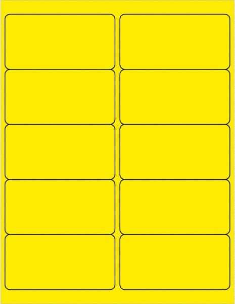 Tape Logic - 4" Long, Fluorescent Yellow Paper Laser Label - For Laser Printers - Eagle Tool & Supply