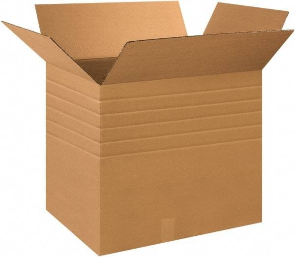 Made in USA - 20" Wide x 28" Long x 24" High Rectangle Multi-Depth Box - 1 Wall, Kraft (Color), 65 Lb Capacity - Eagle Tool & Supply