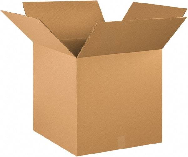Made in USA - 20" Wide x 20" Long x 20" High Square Heavy Duty Corrugated Box - 2 Walls, Kraft (Color), 100 Lb Capacity - Eagle Tool & Supply
