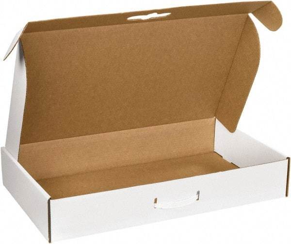 Made in USA - 14" Wide x 24" Long x 4" High Rectangle Corrugated Shipping Box - 1 Wall, White - Eagle Tool & Supply
