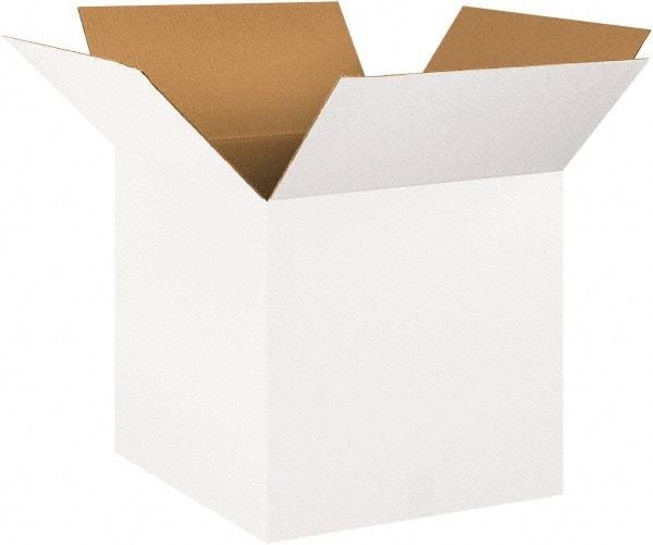 Made in USA - 20" Wide x 20" Long x 20" High Square Corrugated Shipping Box - 1 Wall, White, 65 Lb Capacity - Eagle Tool & Supply