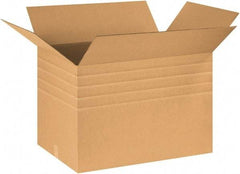 Made in USA - 20" Wide x 30" Long x 20" High Rectangle Multi-Depth Box - 1 Wall, Kraft (Color), 95 Lb Capacity - Eagle Tool & Supply