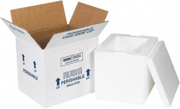 Made in USA - 6" Wide x 8" Long x 7" High Rectangle Insulated Box - 1 Wall, White - Eagle Tool & Supply