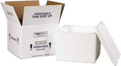 Made in USA - 9-1/2" Wide x 9-1/2" Long x 7" High Rectangle Insulated Box - 1 Wall, White - Eagle Tool & Supply