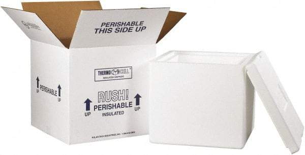 Made in USA - 12" Wide x 12" Long x 11-1/2" High Rectangle Insulated Box - 1 Wall, White - Eagle Tool & Supply