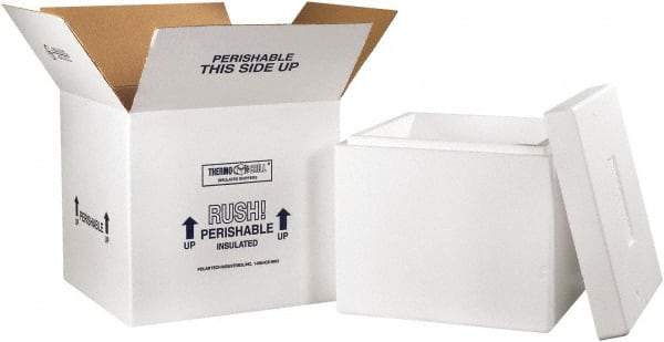 Made in USA - 16-3/4" Wide x 16-3/4" Long x 15" High Rectangle Insulated Box - 1 Wall, White - Eagle Tool & Supply
