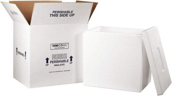 Made in USA - 14" Wide x 18" Long x 19" High Rectangle Insulated Box - 1 Wall, White - Eagle Tool & Supply