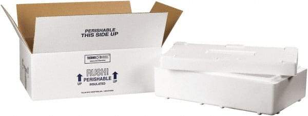 Made in USA - 11-1/2" Wide x 19-1/2" Long x 4-1/8" High Rectangle Insulated Box - 1 Wall, White - Eagle Tool & Supply