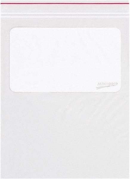 Minigrip - 5 x 8", 2 mil Minigrip White Block Reclosable Polybags - Clear - Eagle Tool & Supply