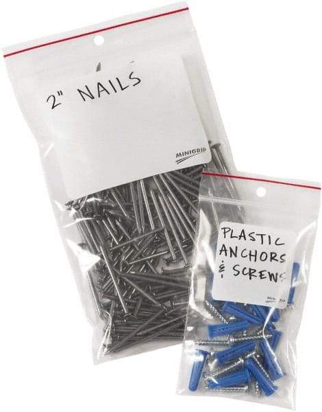 Minigrip - 4 x 6", 4 mil Minigrip White Block Reclosable Polybags - Clear - Eagle Tool & Supply