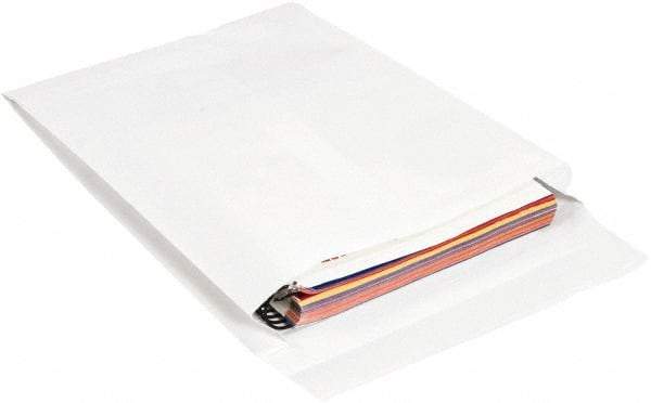 Made in USA - 16" Long x 12" Wide Peel-Off Self-Seal Expandable Envelope - White - Eagle Tool & Supply