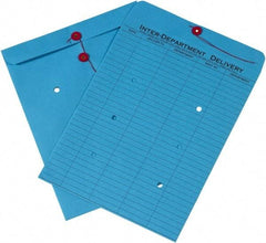 Made in USA - 13" Long x 10" Wide Draw String Inter-Department Envelope - Blue - Eagle Tool & Supply