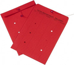 Made in USA - 13" Long x 10" Wide Draw String Inter-Department Envelope - Red - Eagle Tool & Supply