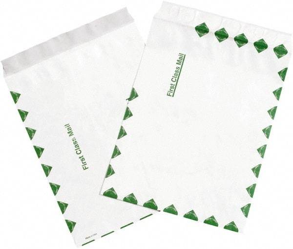 Dupont - 13" Long x 10" Wide Peel-Off Self-Seal Tyvek Flat Catalog Envelope with Printed First Class - White/Green - Eagle Tool & Supply