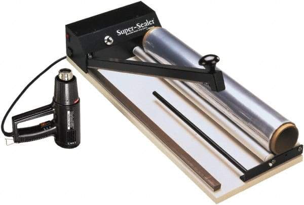 Made in USA - 13" Wide, Portable Shrink Wrap System - Contains Bar Sealer, Variable Temp Heat Gun, 12"x100 Roll of 75 Gauge PVC Shink Film, 1 Super Sealer Service Kit - Eagle Tool & Supply