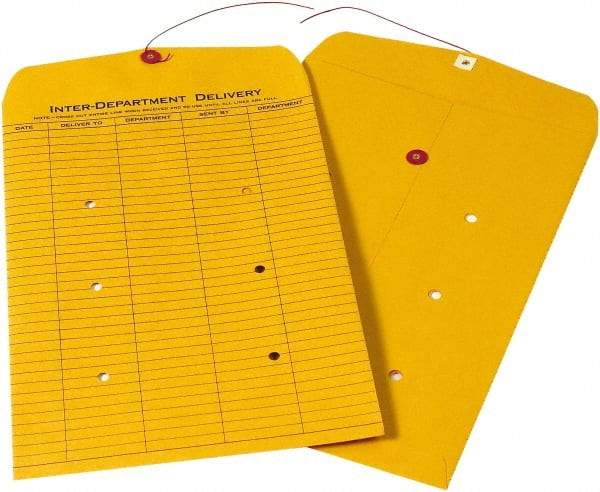 Made in USA - 15" Long x 10" Wide Draw String Inter-Department Envelope - Kraft - Eagle Tool & Supply
