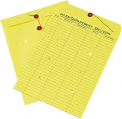 Made in USA - 13" Long x 10" Wide Draw String Inter-Department Envelope - Yellow - Eagle Tool & Supply