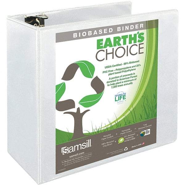 Samsill - 850 Sheet Capacity, 8-1/2 x 11", View Ring Binder - Polypropylene, White - Eagle Tool & Supply