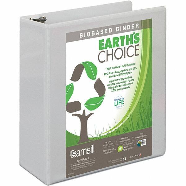 Samsill - 650 Sheet Capacity, 8-1/2 x 11", View Ring Binder - Polypropylene, White - Eagle Tool & Supply
