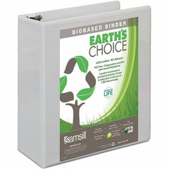 Samsill - 650 Sheet Capacity, 8-1/2 x 11", View Ring Binder - Polypropylene, White - Eagle Tool & Supply