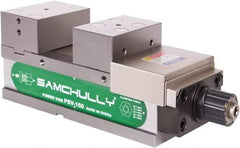 Samchully - 160mm Jaw Width, 160mm Jaw Opening Capacity, Horizontal Stationary Machine Vise - Manual Operation, 1 Station, 455.5mm Long x 58.4mm Deep, 60mm Jaw Height, Alloy Steel - Eagle Tool & Supply