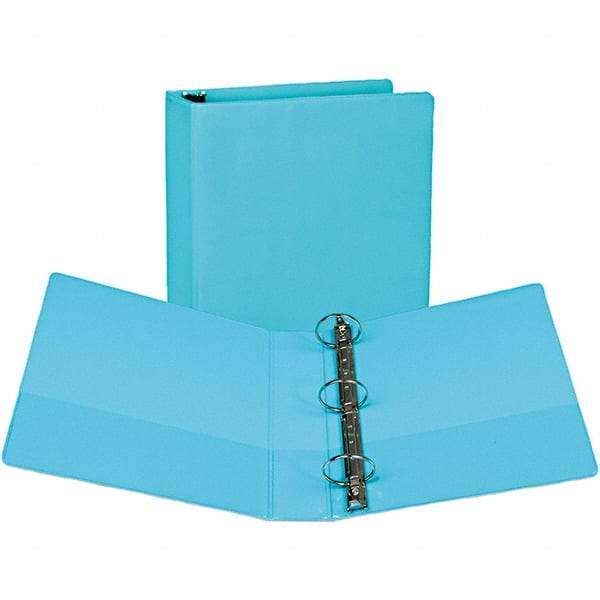 Samsill - 400 Sheet Capacity, 8-1/2 x 11", View Ring Binder - Vinyl Covered Chipboard, Turquoise - Eagle Tool & Supply