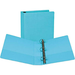 Samsill - 400 Sheet Capacity, 8-1/2 x 11", View Ring Binder - Vinyl Covered Chipboard, Turquoise - Eagle Tool & Supply