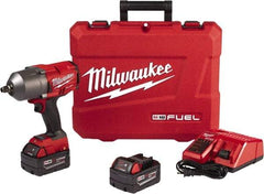 Milwaukee Tool - 1/2" Drive 18 Volt Pistol Grip Cordless Impact Wrench & Ratchet - 1,800 RPM, 0 to 2,400 BPM, 750 Ft/Lb Torque, 2 Lithium-Ion Batteries Included - Eagle Tool & Supply