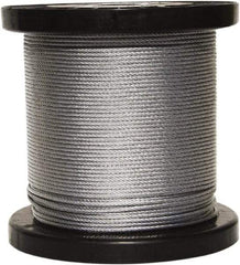 Loos & Co. - 250' Long, 3/16" x 3/16" Diam, Galvanized Wire Rope - 4,200 Lb Breaking Strength, 7 x 19 - Eagle Tool & Supply