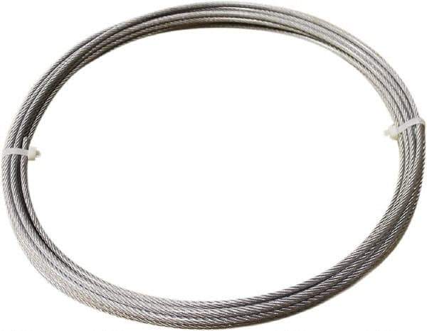 Loos & Co. - 1/8" x 3/32" Diam, Stainless Steel Wire Rope - 920 Lb Breaking Strength, 7 x 7, Vinyl Coating - Eagle Tool & Supply