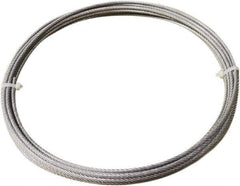 Loos & Co. - 1/16" x 3/64" Diam, Galvanized Steel Wire Rope - 270 Lb Breaking Strength, 7 x 7, Vinyl Coating - Eagle Tool & Supply