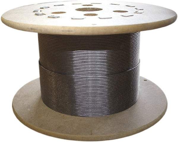 Loos & Co. - 3/16" x 1/8" Diam, Steel Wire Rope - 1,760 Lb Breaking Strength, 7 x 19, Vinyl Coating - Eagle Tool & Supply